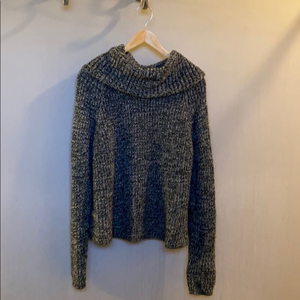 Gray and black cowl neck sweater